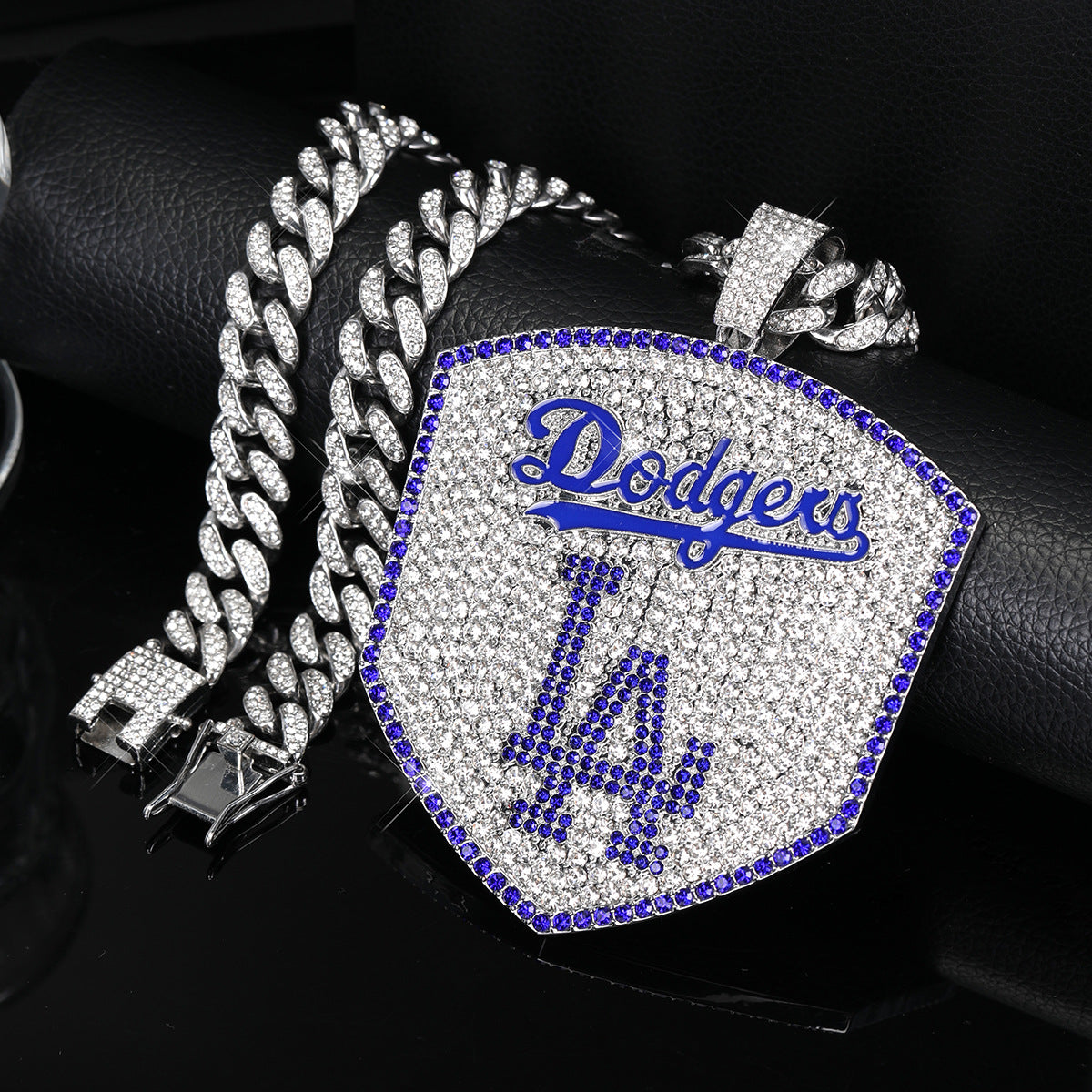 LA Dodgers Iced-Out Cuban Link Chain Necklace