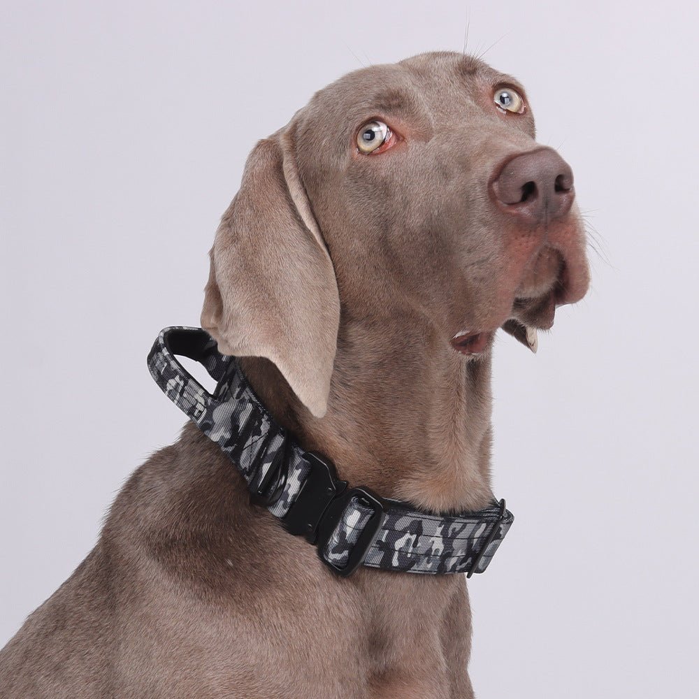 1.5 Inch Heavy Duty Tactical Dog Collar – Grey Camouflage Edition - TaglyCharm