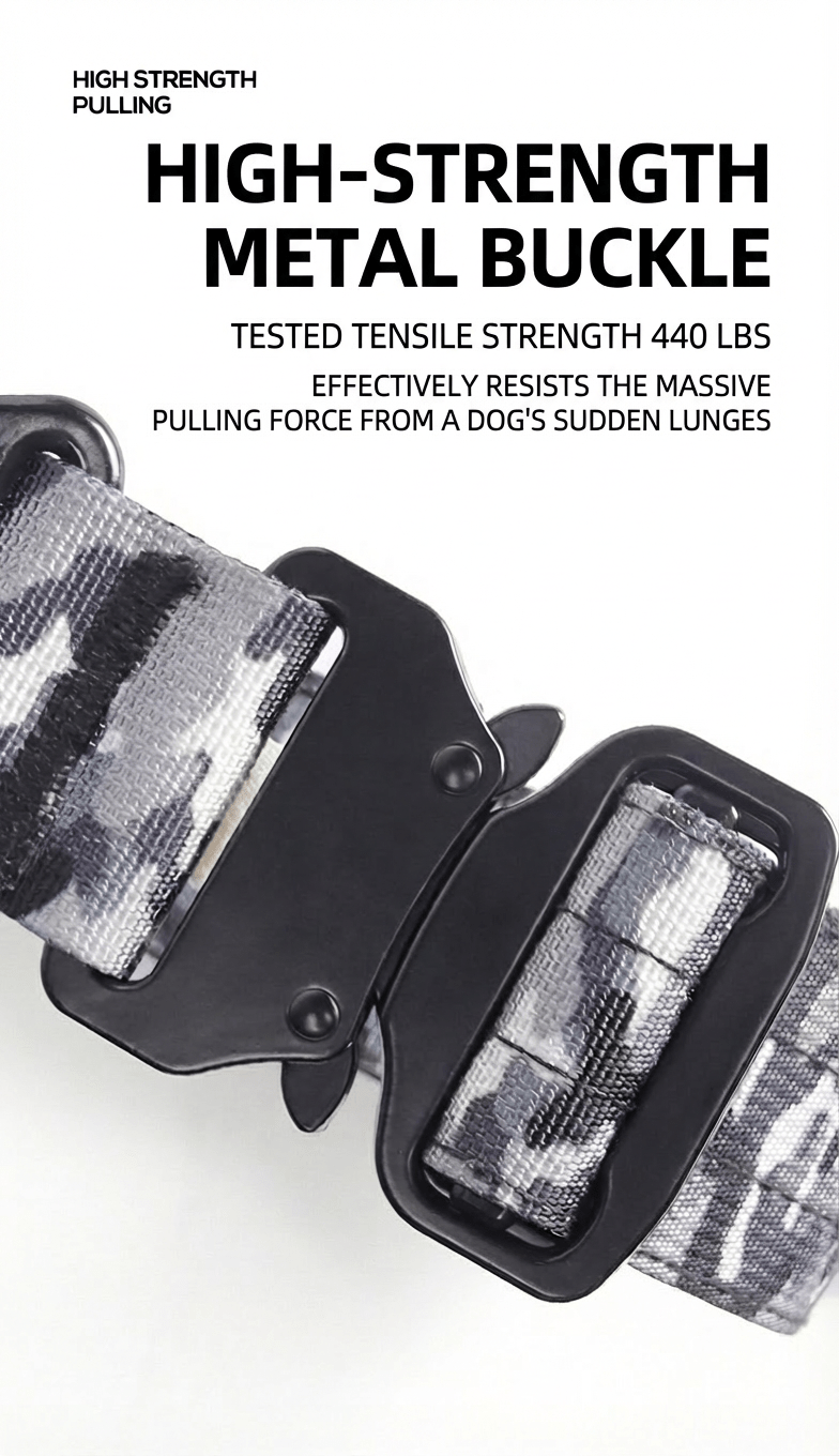 1.5 Inch Heavy Duty Tactical Dog Collar – Grey Camouflage Edition - TaglyCharm
