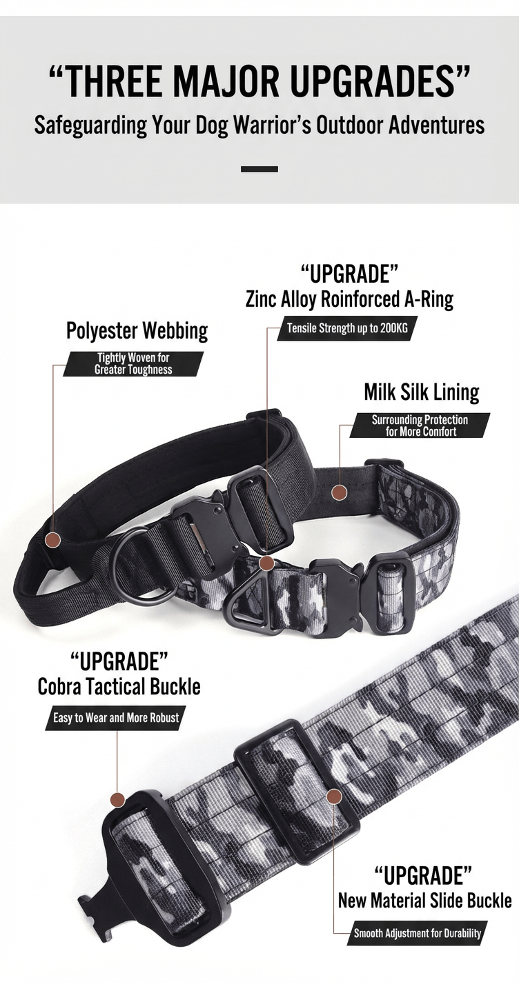1.5 Inch Heavy Duty Tactical Dog Collar – Grey Camouflage Edition - TaglyCharm