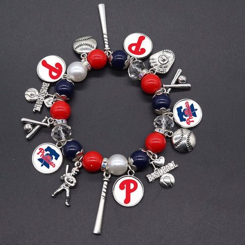 MLB Baseball Team Elastic Beaded Bracelet, Unisex.