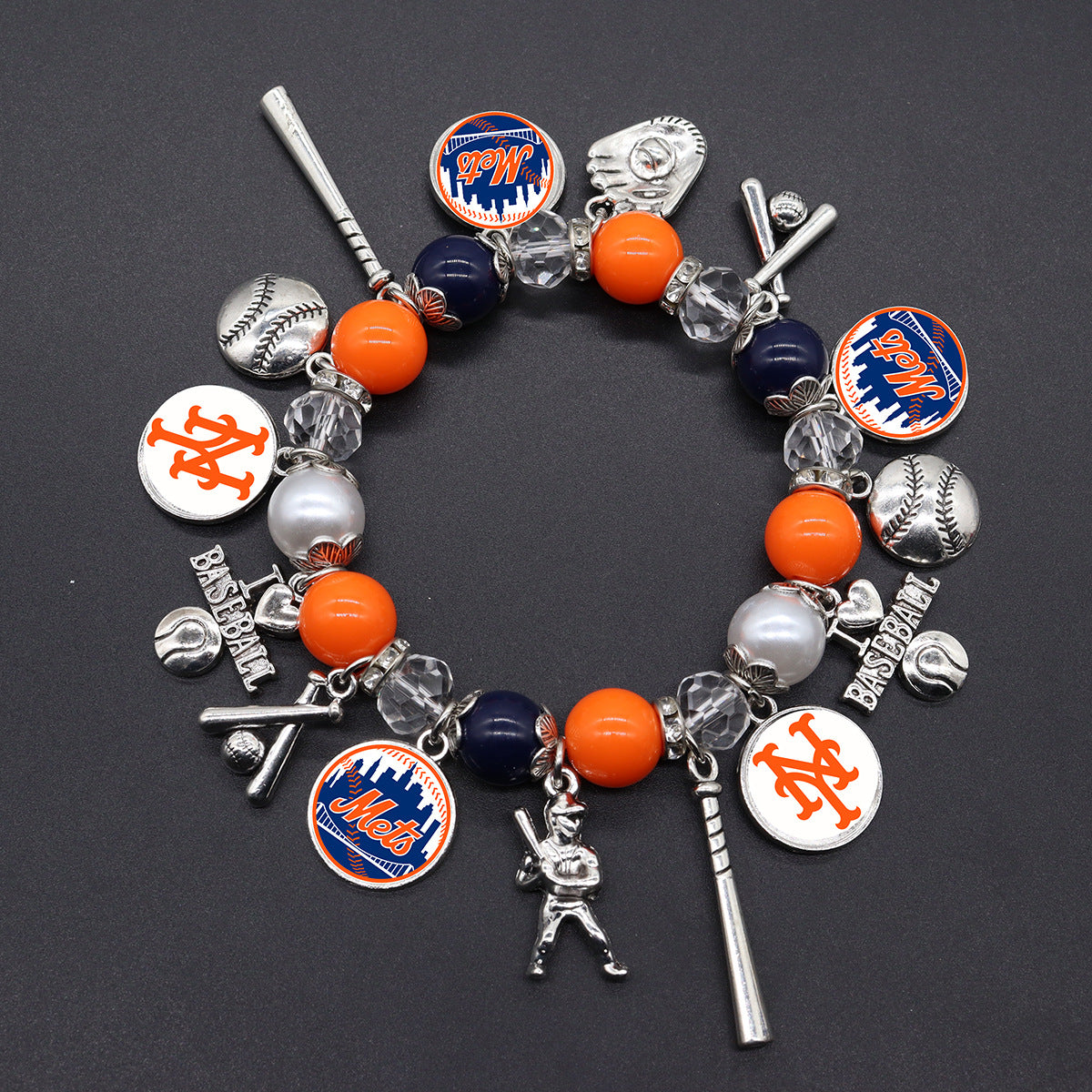 MLB Baseball Team Elastic Beaded Bracelet, Unisex.