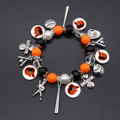 MLB Baseball Team Elastic Beaded Bracelet, Unisex.