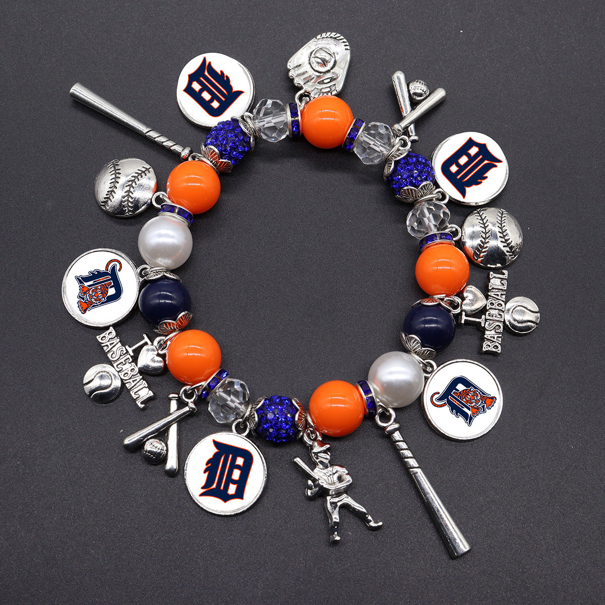 MLB Baseball Team Elastic Beaded Bracelet, Unisex.