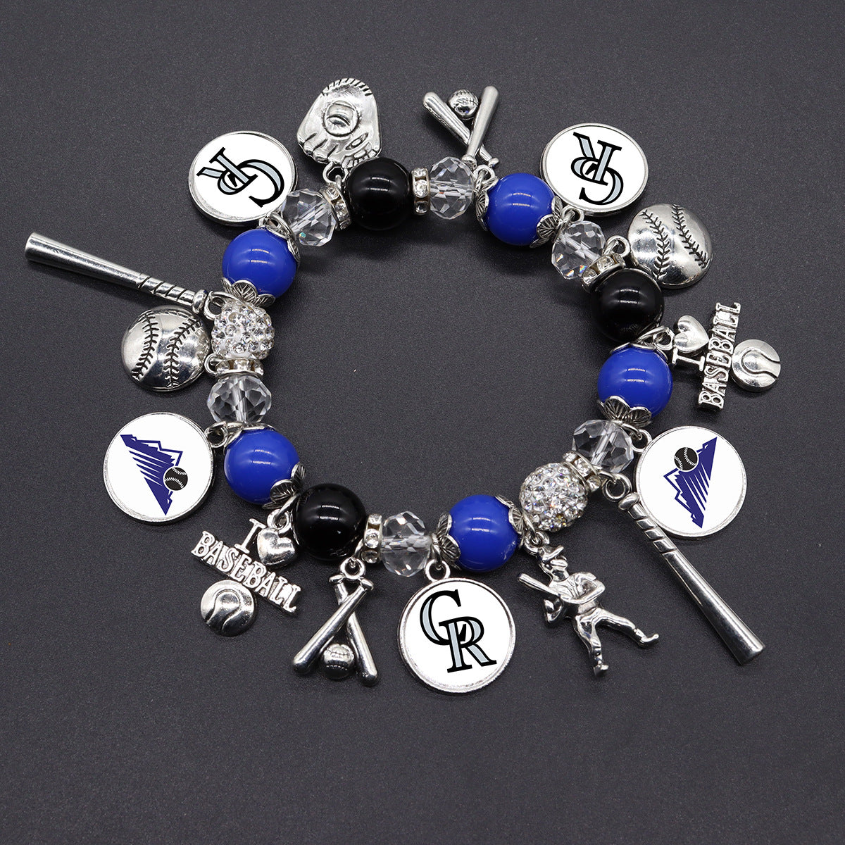 MLB Baseball Team Elastic Beaded Bracelet, Unisex.