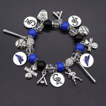 MLB Baseball Team Elastic Beaded Bracelet, Unisex.