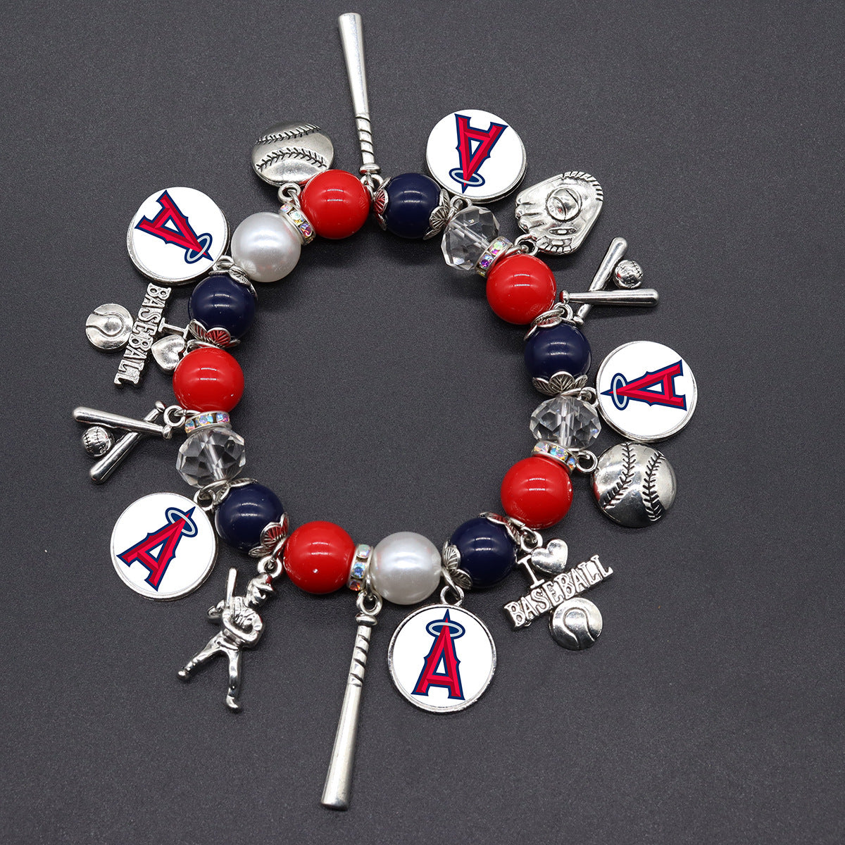 MLB Baseball Team Elastic Beaded Bracelet, Unisex.