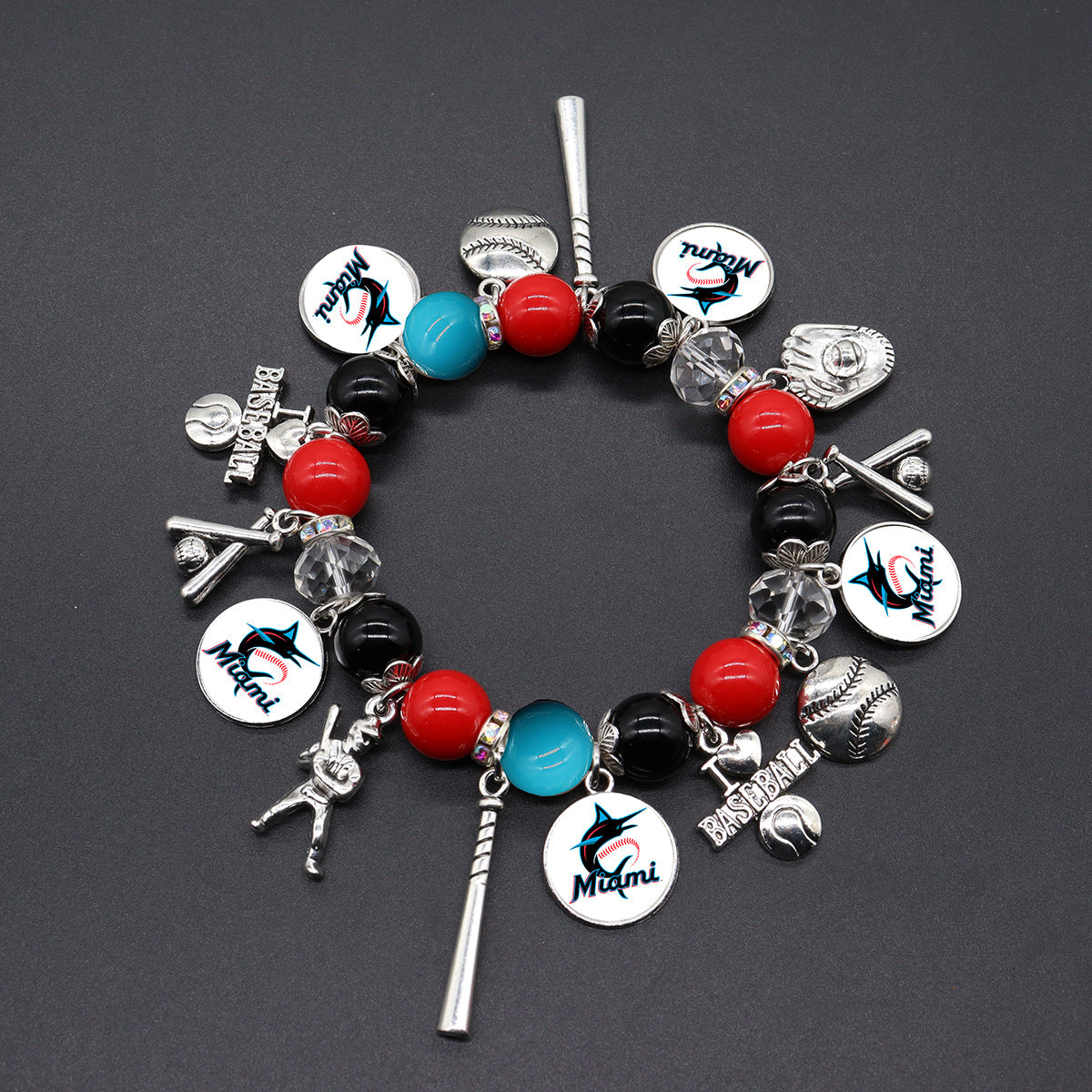 MLB Baseball Team Elastic Beaded Bracelet, Unisex.