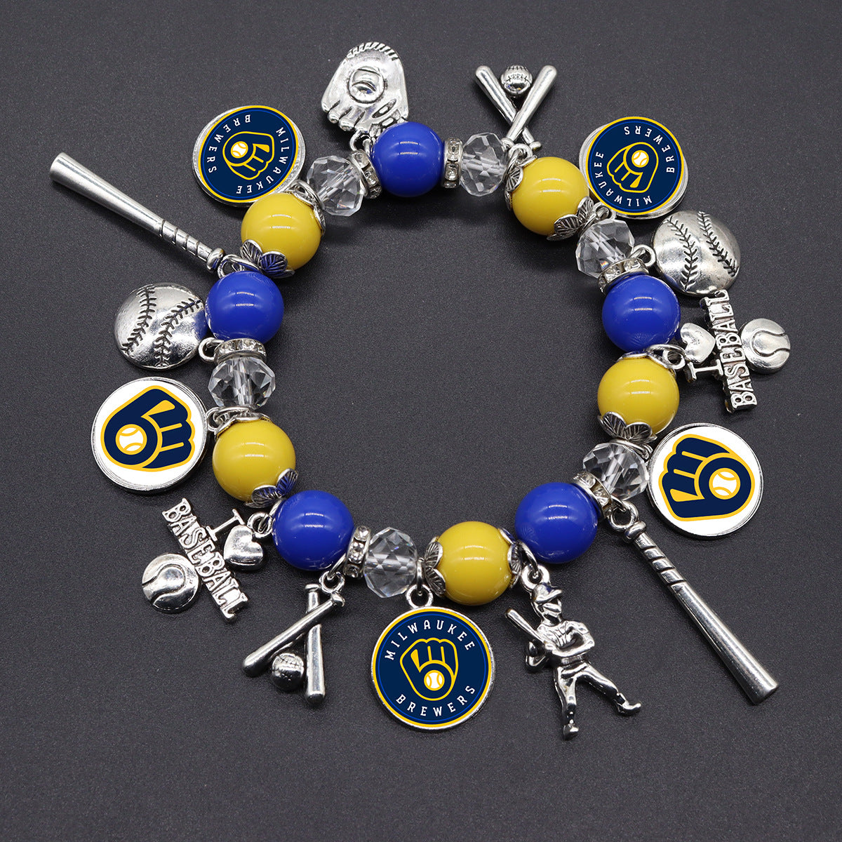 MLB Baseball Team Elastic Beaded Bracelet, Unisex.