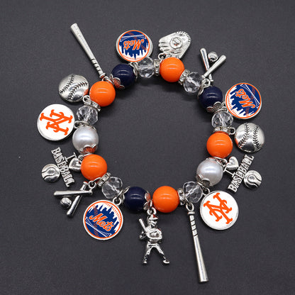 MLB Baseball Team Elastic Beaded Bracelet, Unisex.