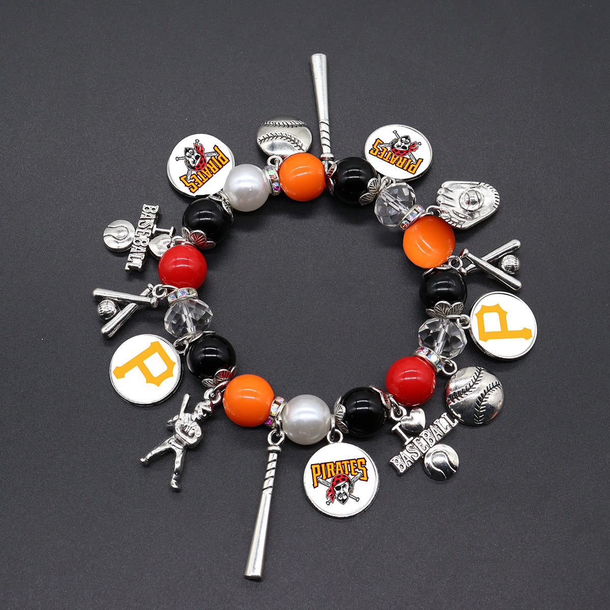 MLB Baseball Team Elastic Beaded Bracelet, Unisex.