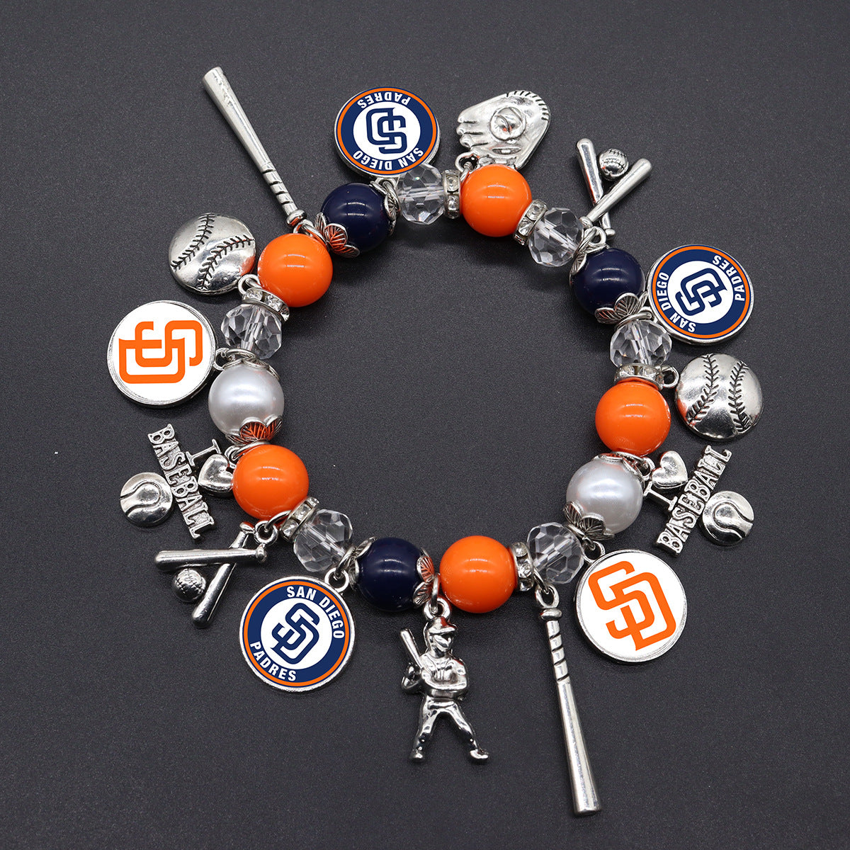 MLB Baseball Team Elastic Beaded Bracelet, Unisex.