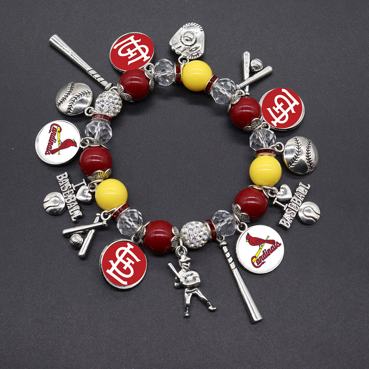 MLB Baseball Team Elastic Beaded Bracelet, Unisex.