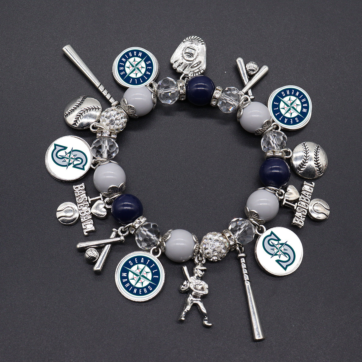 MLB Baseball Team Elastic Beaded Bracelet, Unisex.