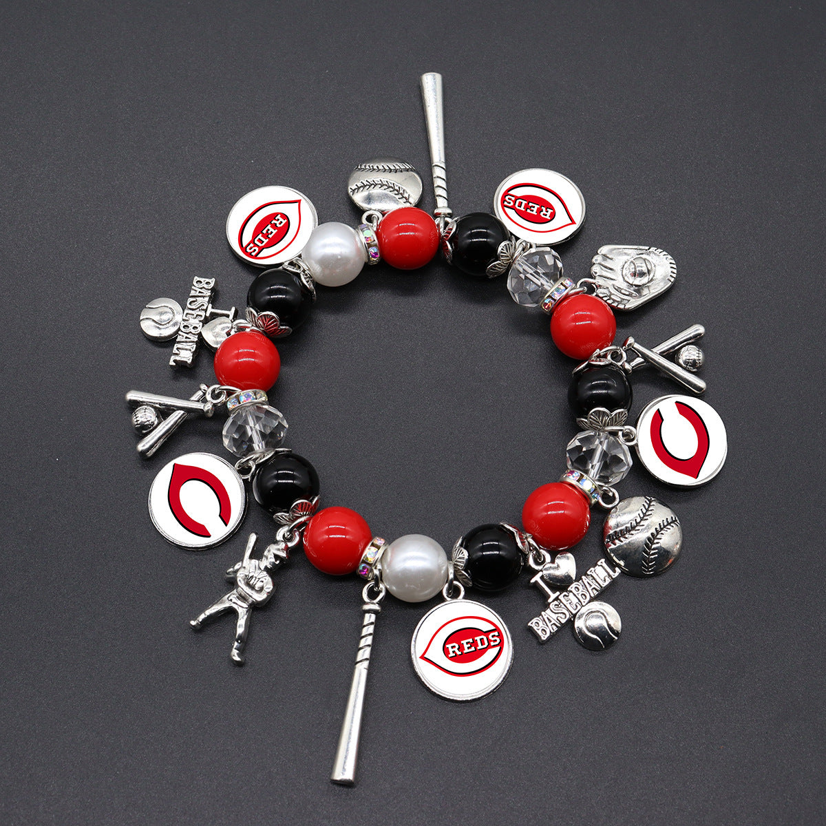 MLB Baseball Team Elastic Beaded Bracelet, Unisex.