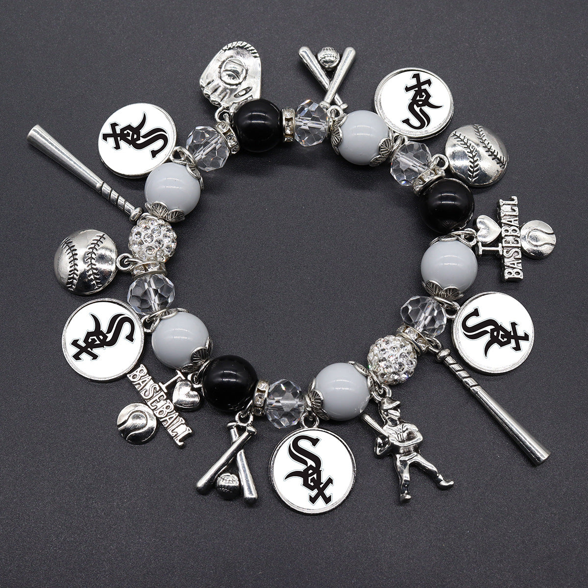 MLB Baseball Team Elastic Beaded Bracelet, Unisex.