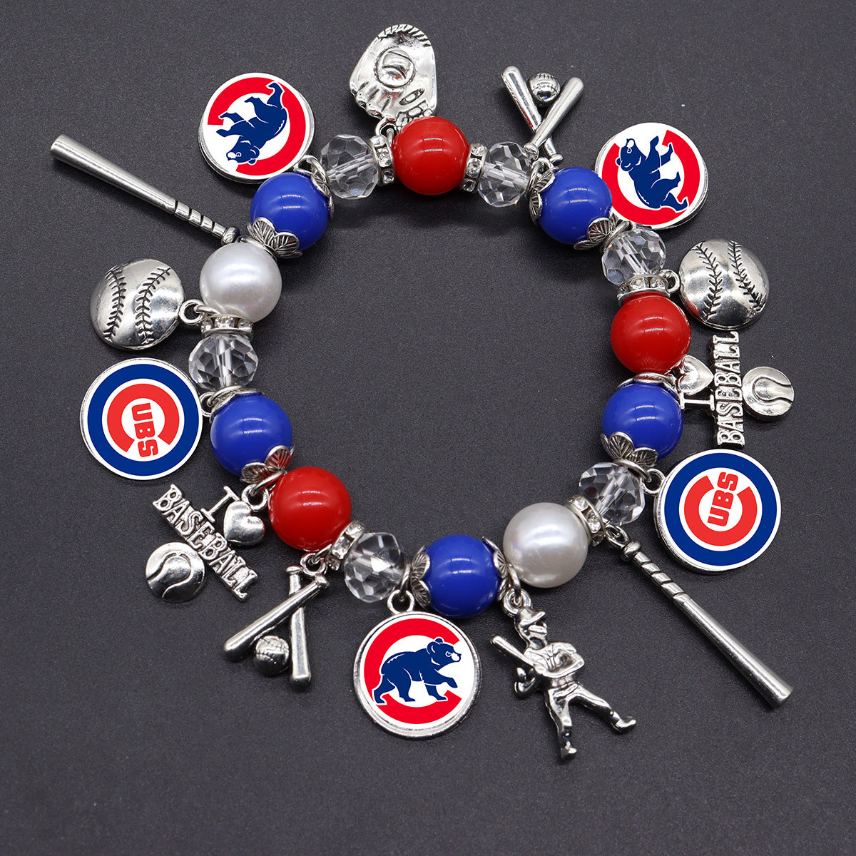 MLB Baseball Team Elastic Beaded Bracelet, Unisex.