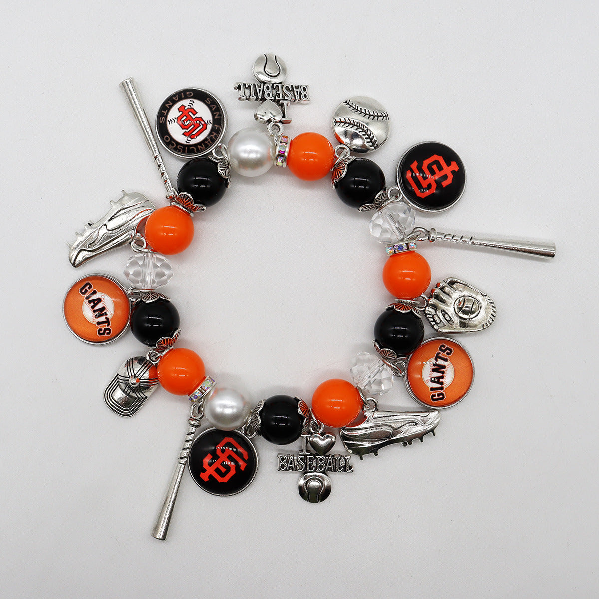 MLB Baseball Team Elastic Beaded Bracelet, Unisex.