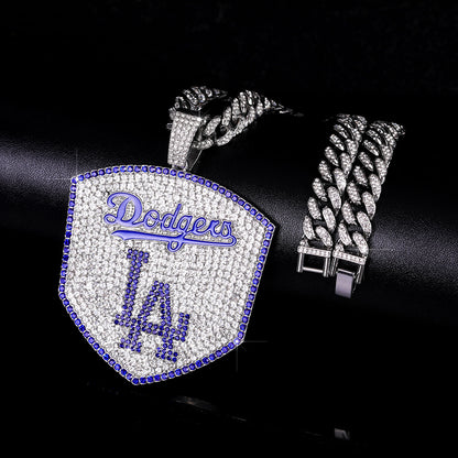 LA Dodgers Iced-Out Cuban Link Chain Necklace