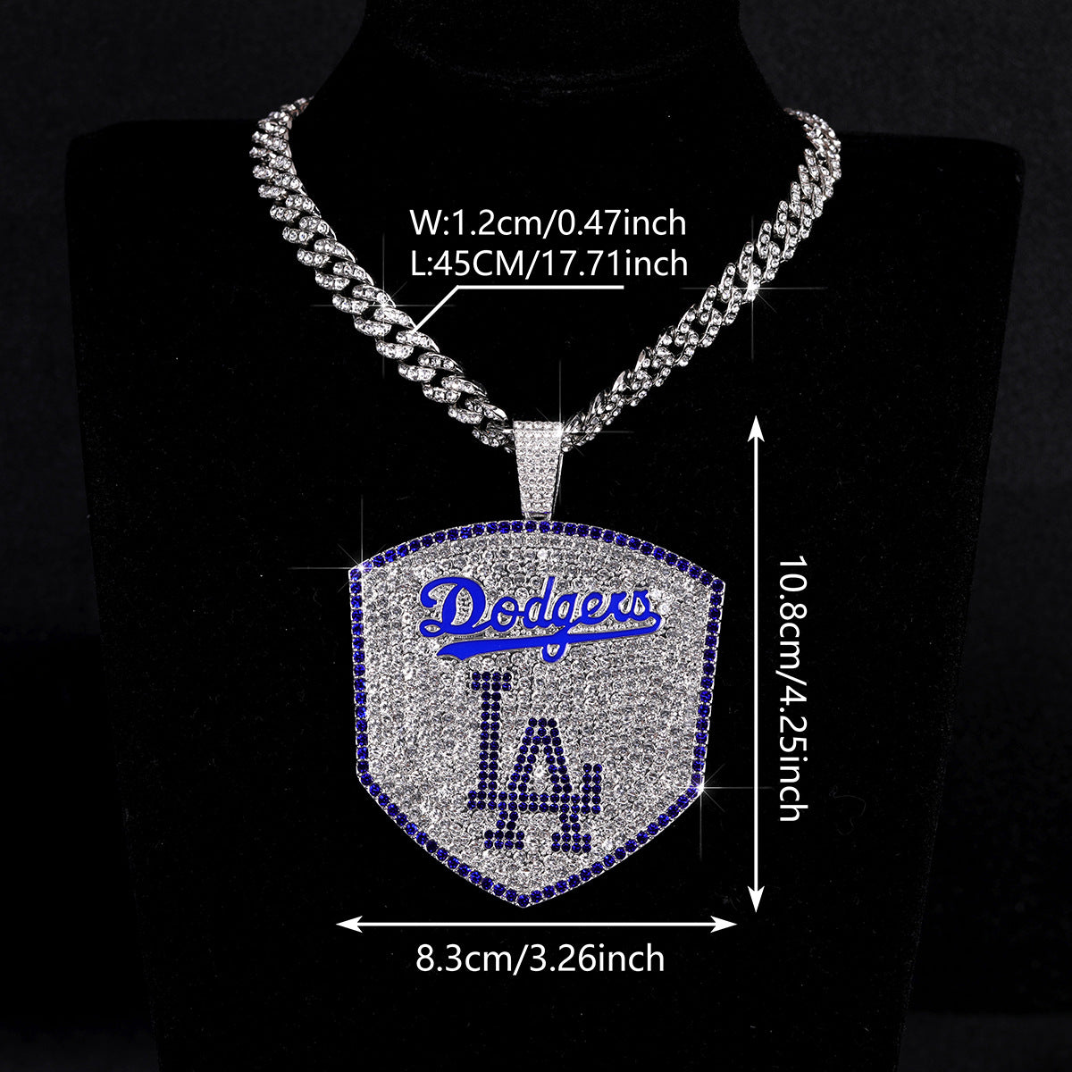 LA Dodgers Iced-Out Cuban Link Chain Necklace