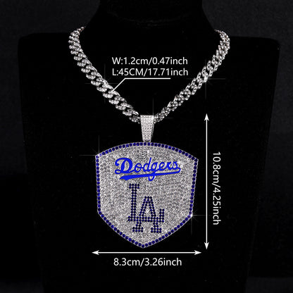 LA Dodgers Iced-Out Cuban Link Chain Necklace