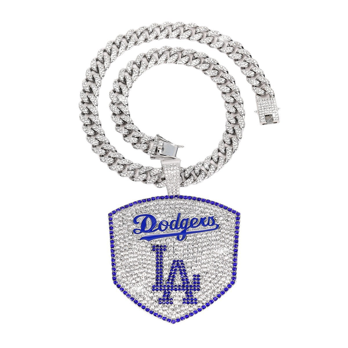 LA Dodgers Iced-Out Cuban Link Chain Necklace