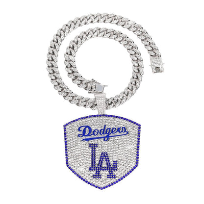 LA Dodgers Iced-Out Cuban Link Chain Necklace