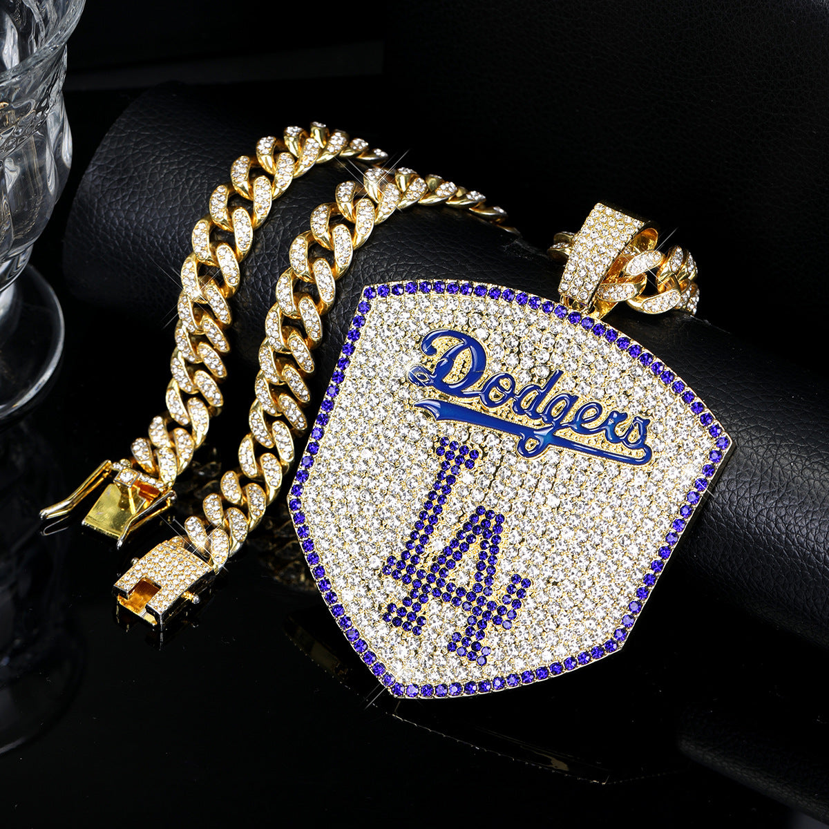 LA Dodgers Iced-Out Cuban Link Chain Necklace