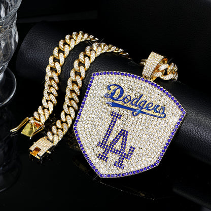 LA Dodgers Iced-Out Cuban Link Chain Necklace