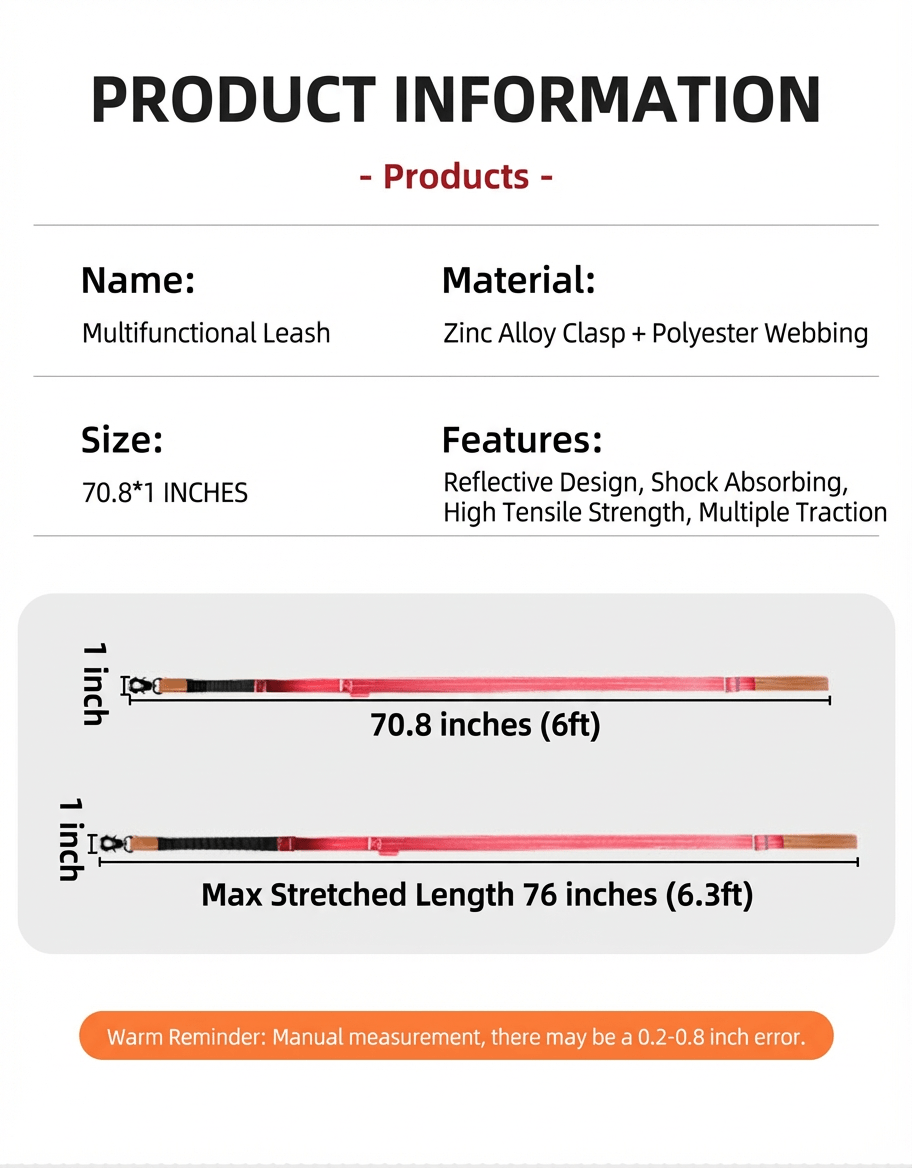 6ft Tactical Bungee Leash with Frog Clip / Locking Carabiner - TaglyCharm