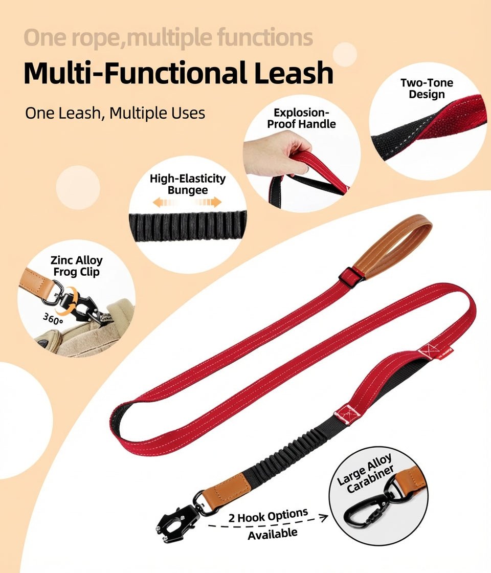 6ft Tactical Bungee Leash with Frog Clip / Locking Carabiner - TaglyCharm