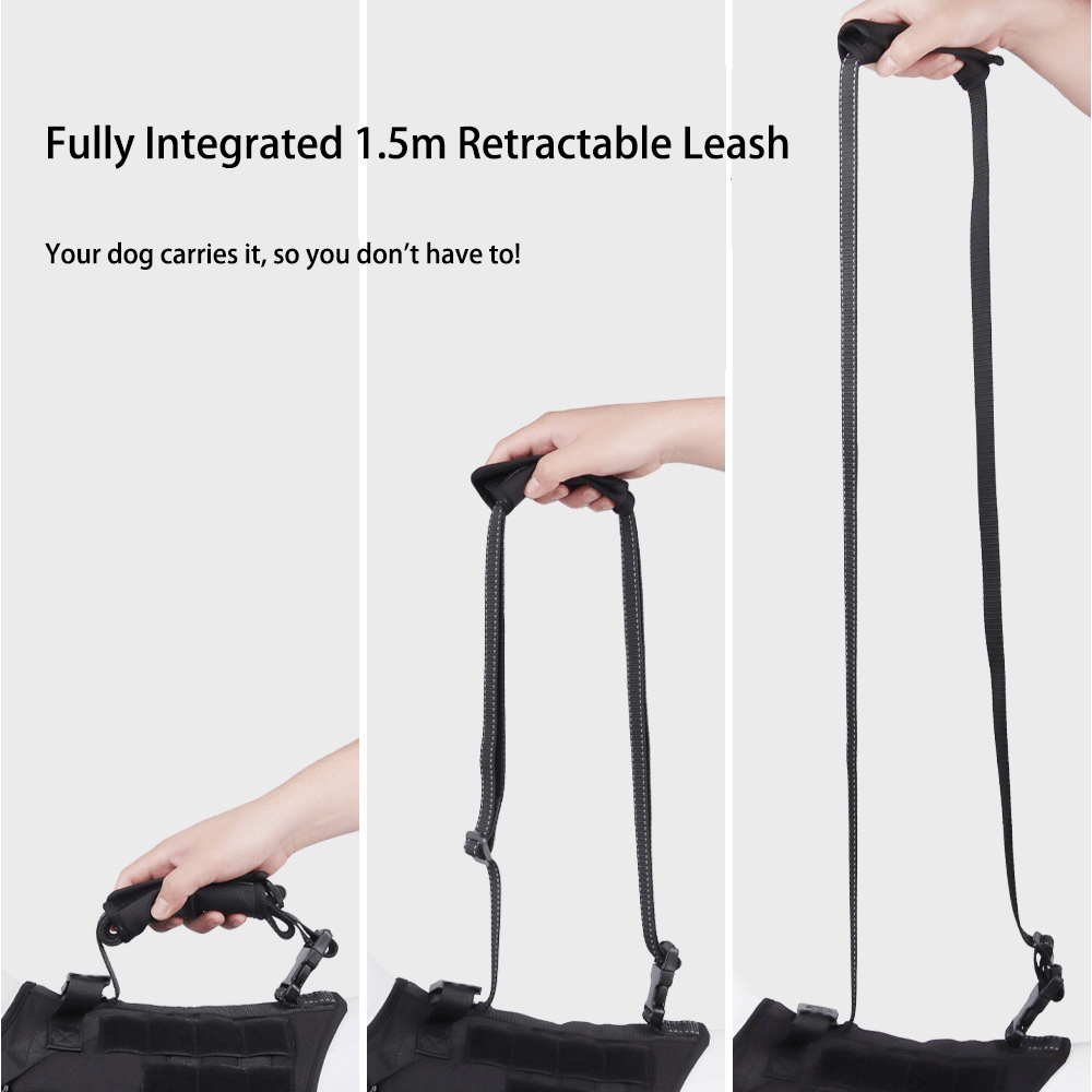 All - in - One Tactical Dog Harness with Built - in Retractable Leash - TaglyCharm