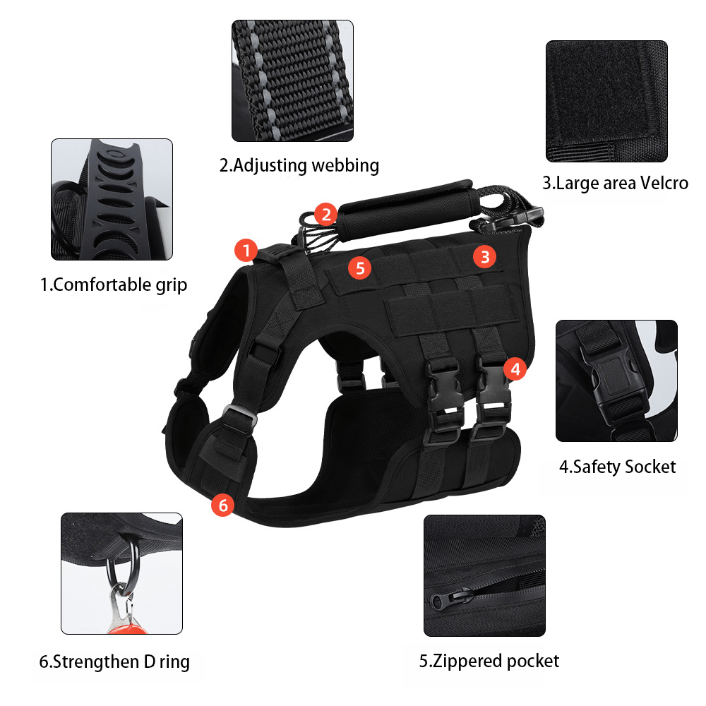 All - in - One Tactical Dog Harness with Built - in Retractable Leash - TaglyCharm