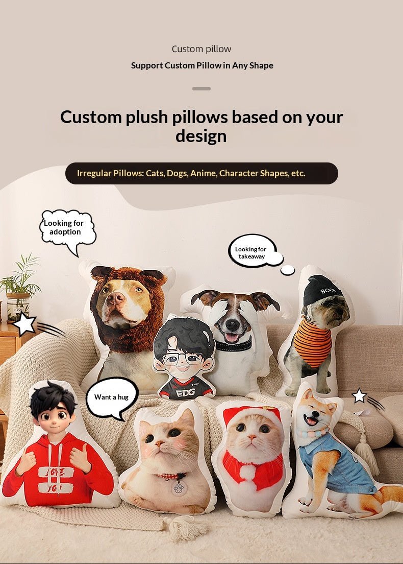 Custom - made Uniquely Shaped Pillows, Custom - made Pet Photos - TaglyCharm