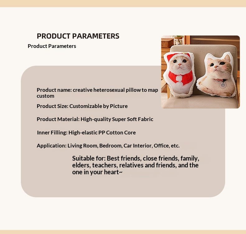 Custom - made Uniquely Shaped Pillows, Custom - made Pet Photos - TaglyCharm