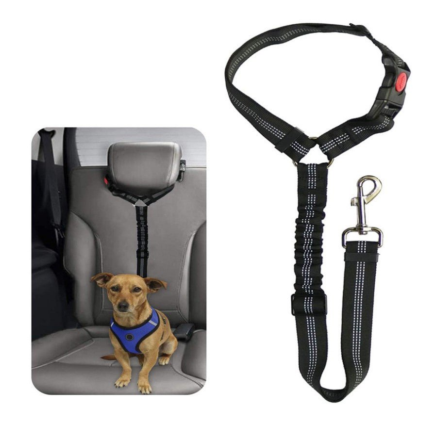Premium Adjustable Dog Car Headrest Restraint & Seat Belt - TaglyCharm