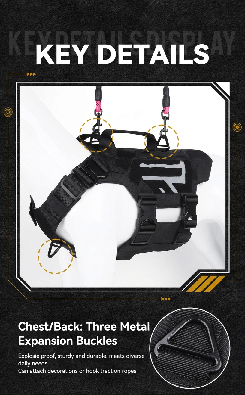 Premium Tactical Dog Harness with 1000D Nylon & Metal Buckles - TaglyCharm