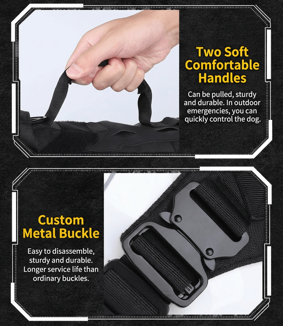 Premium Tactical Dog Harness with 1000D Nylon & Metal Buckles - TaglyCharm
