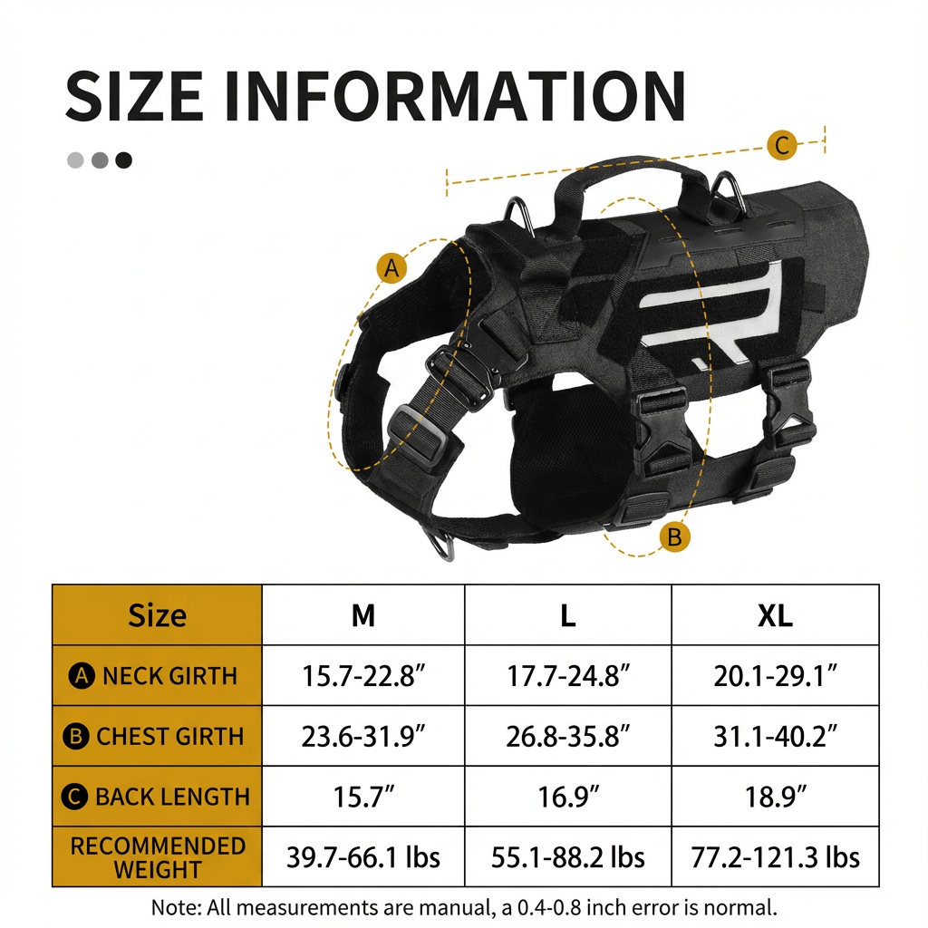 Premium Tactical Dog Harness with 1000D Nylon & Metal Buckles - TaglyCharm