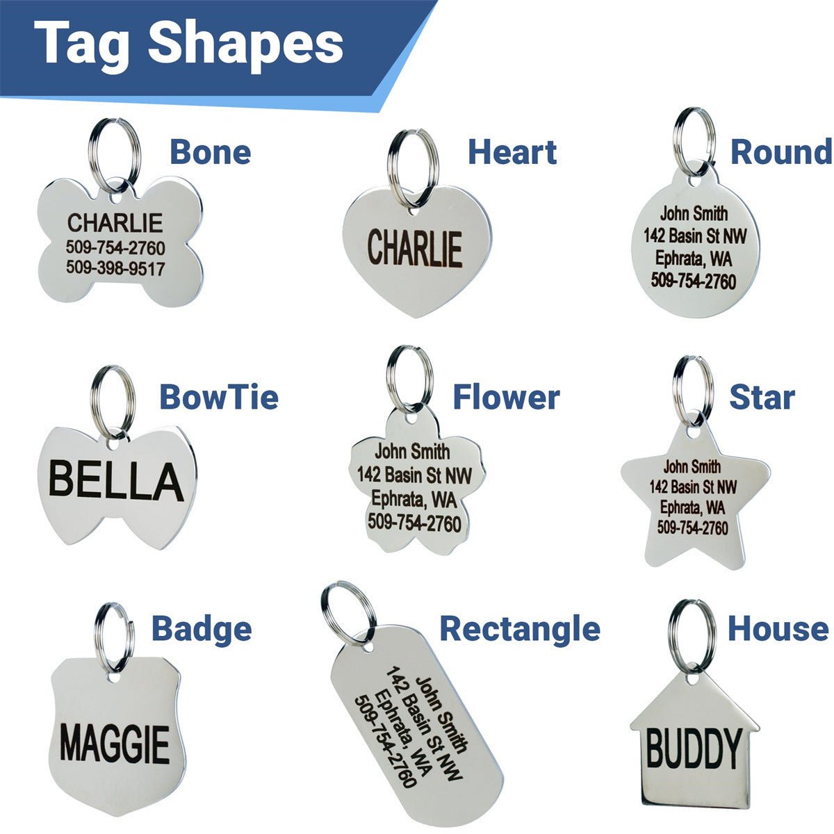 Silent & Secure: Personalized Slide - On Pet ID Tag (No Jingle) - TaglyCharm