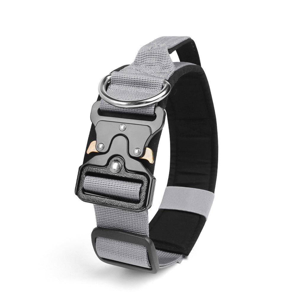 Stainless Steel Metal Buckle Buckle Anti - blast Tactical Collar with Grip - TaglyCharm
