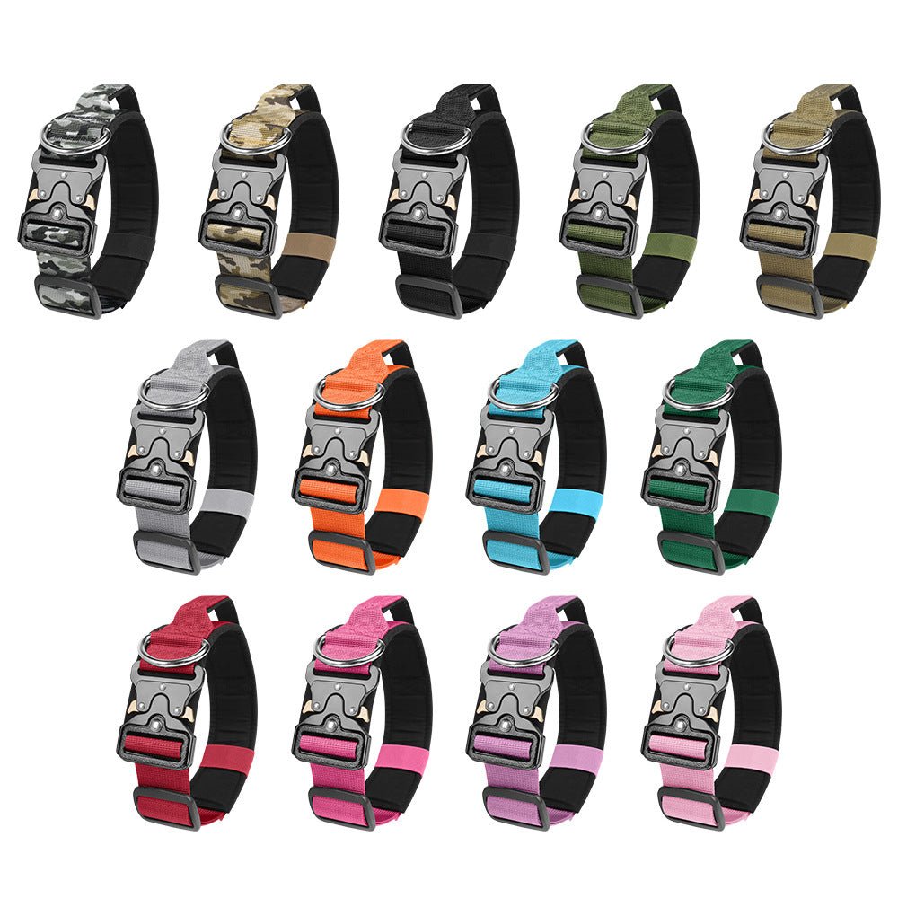Stainless Steel Metal Buckle Buckle Anti - blast Tactical Collar with Grip - TaglyCharm