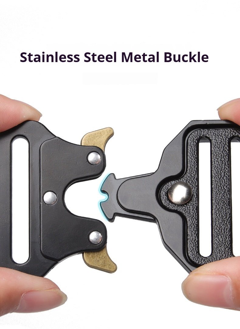 Stainless Steel Metal Buckle Buckle Anti - blast Tactical Collar with Grip - TaglyCharm