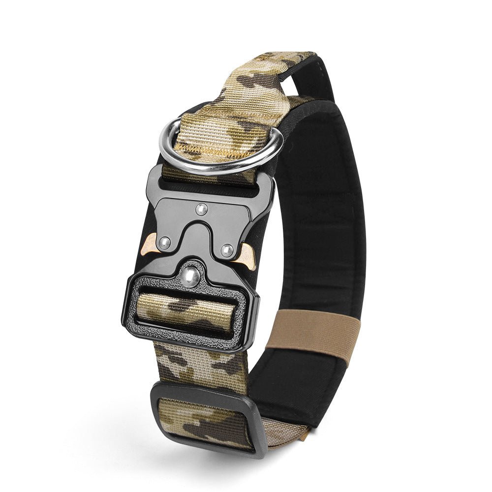 Stainless Steel Metal Buckle Buckle Anti - blast Tactical Collar with Grip - TaglyCharm