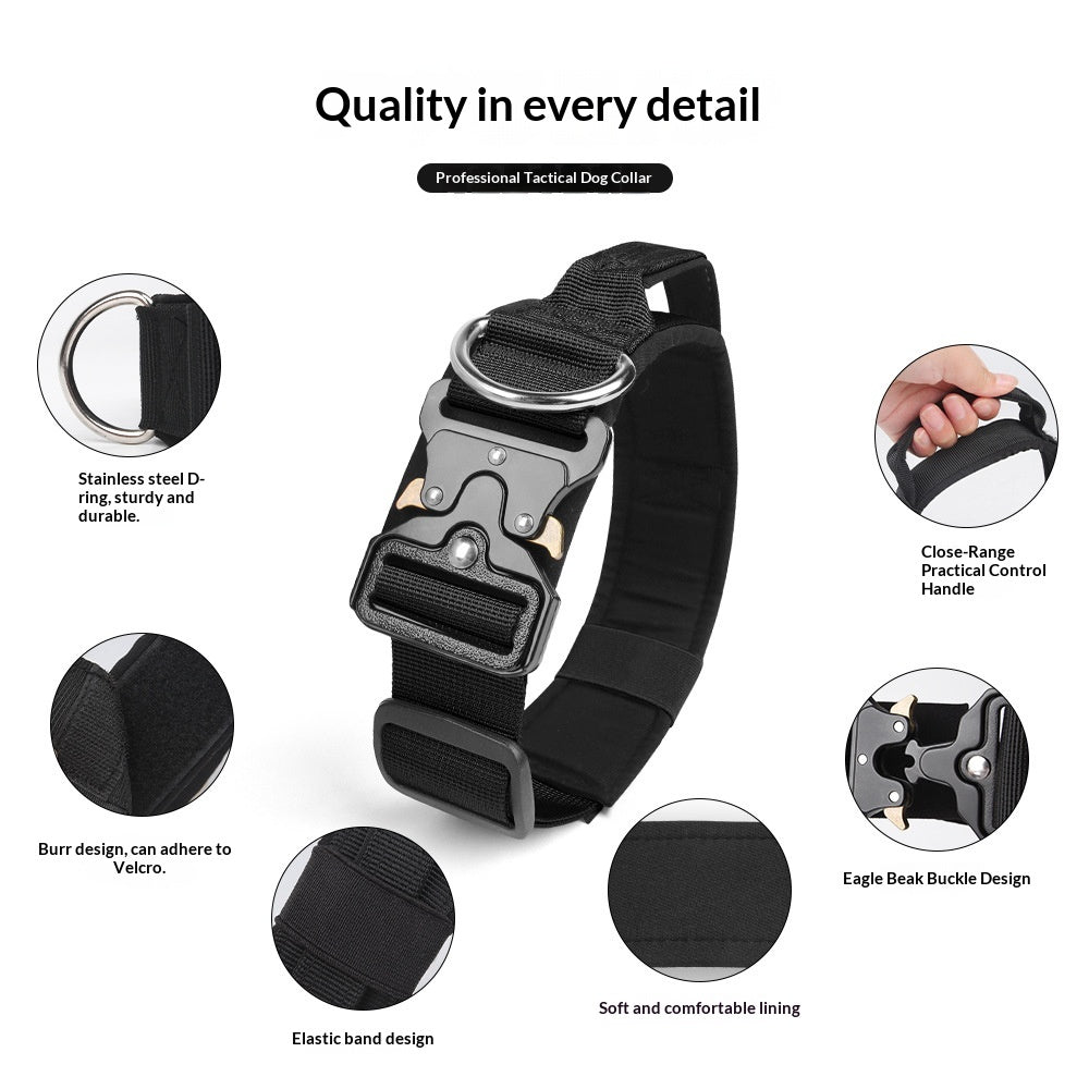 Stainless Steel Metal Buckle Buckle Anti - blast Tactical Collar with Grip - TaglyCharm