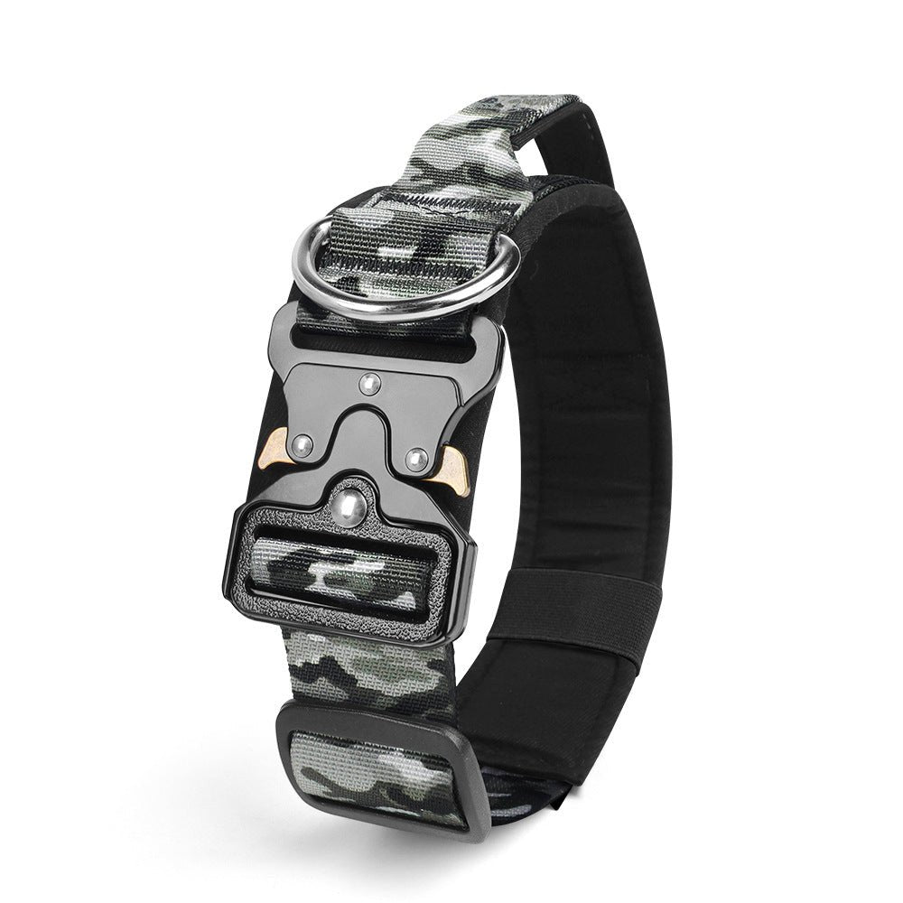 Stainless Steel Metal Buckle Buckle Anti - blast Tactical Collar with Grip - TaglyCharm