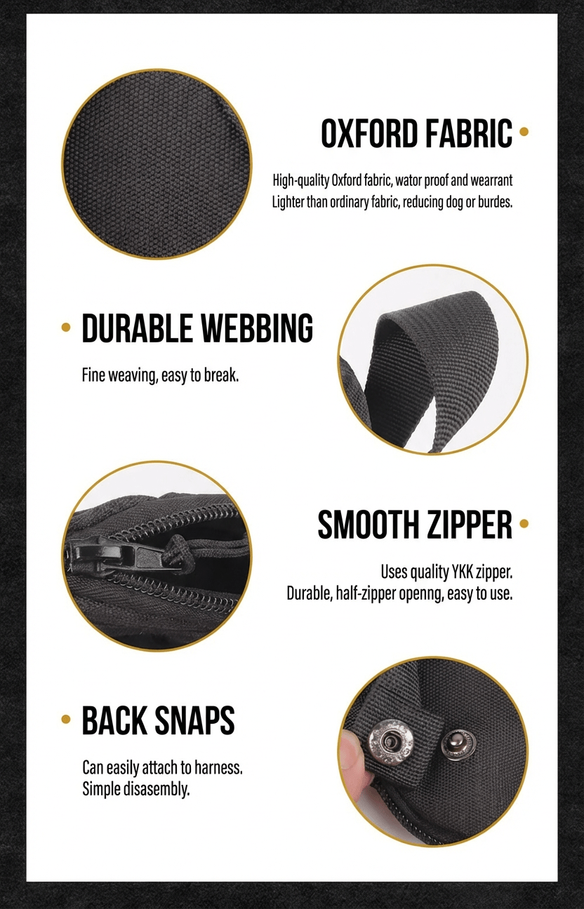 Tactical Dog Harness MOLLE Pouch | Water - Resistant Oxford Utility Bag with Zippers - TaglyCharm